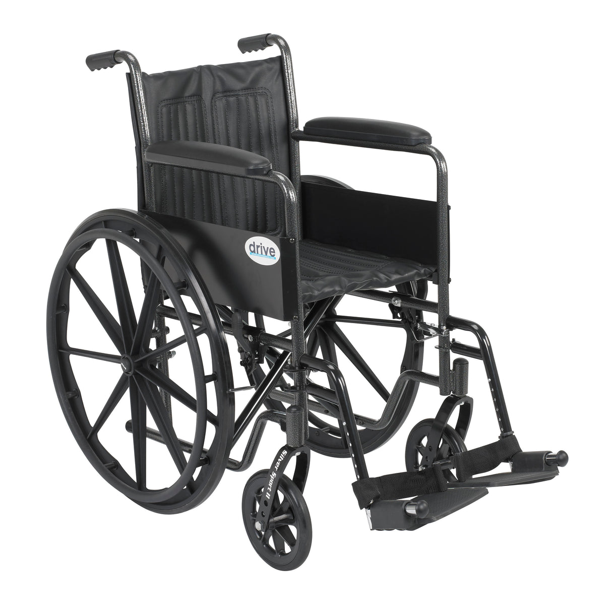 Silla de ruedas Silver Sport 2, brazos fijos no desmontables, reposapiés abatibles, asiento de 18"