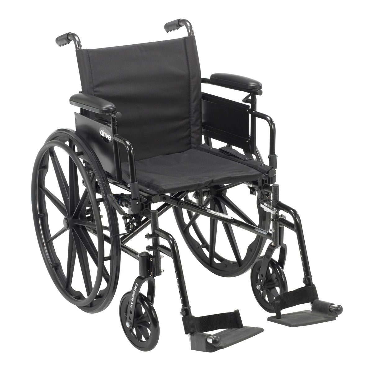 Silla de ruedas ligera Cruiser X4 de doble eje con brazos ajustables y desmontables, brazos de escritorio, reposapiés abatibles y asiento de 16"