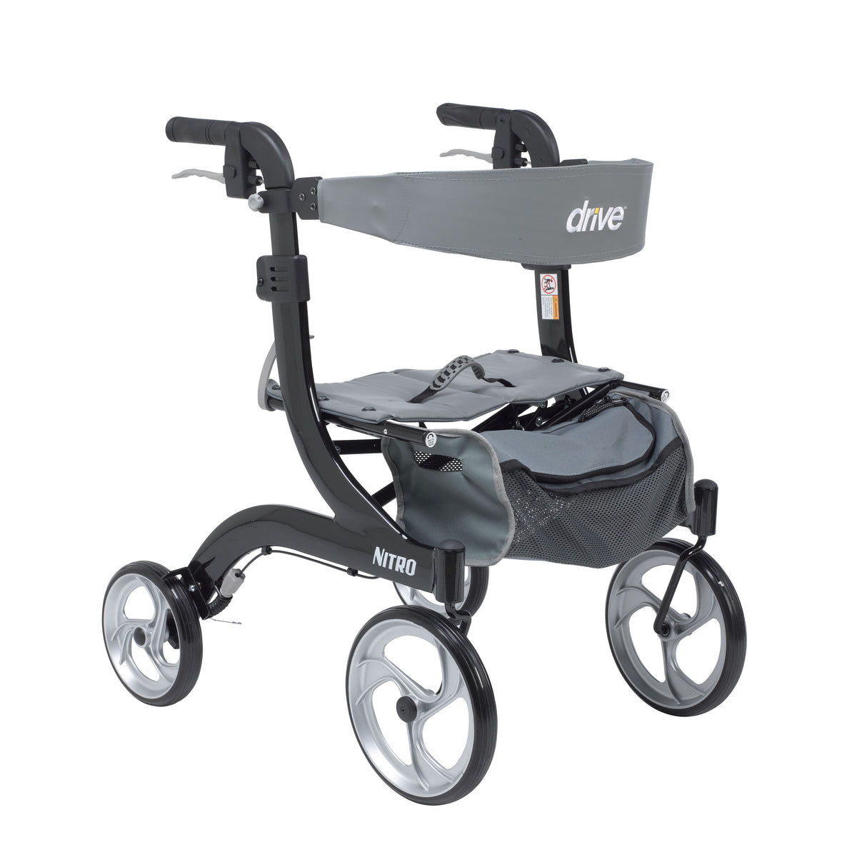 Nitro Euro Style Rollator Rolling Walker, Hemi Height, Black