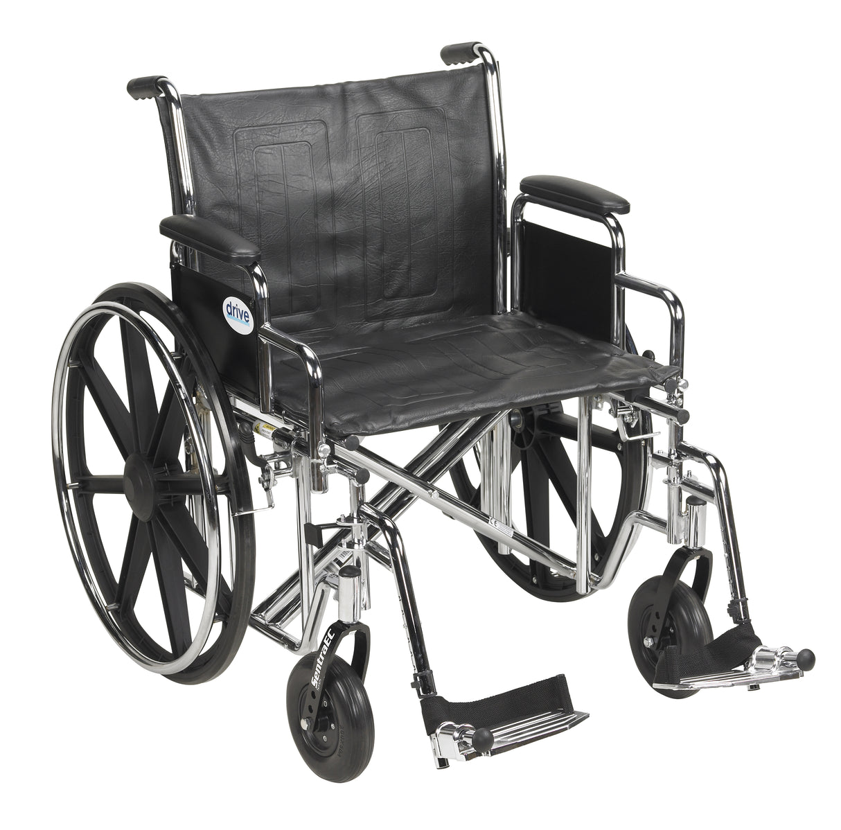 Fauteuil roulant robuste Sentra EC, accoudoirs de bureau amovibles, repose-pieds escamotables, siège de 22 po