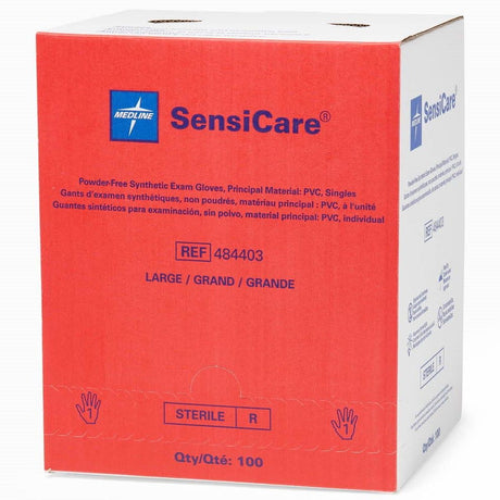 SensiCare Sterile Stretch Vinyl Exam Gloves Singles Size L