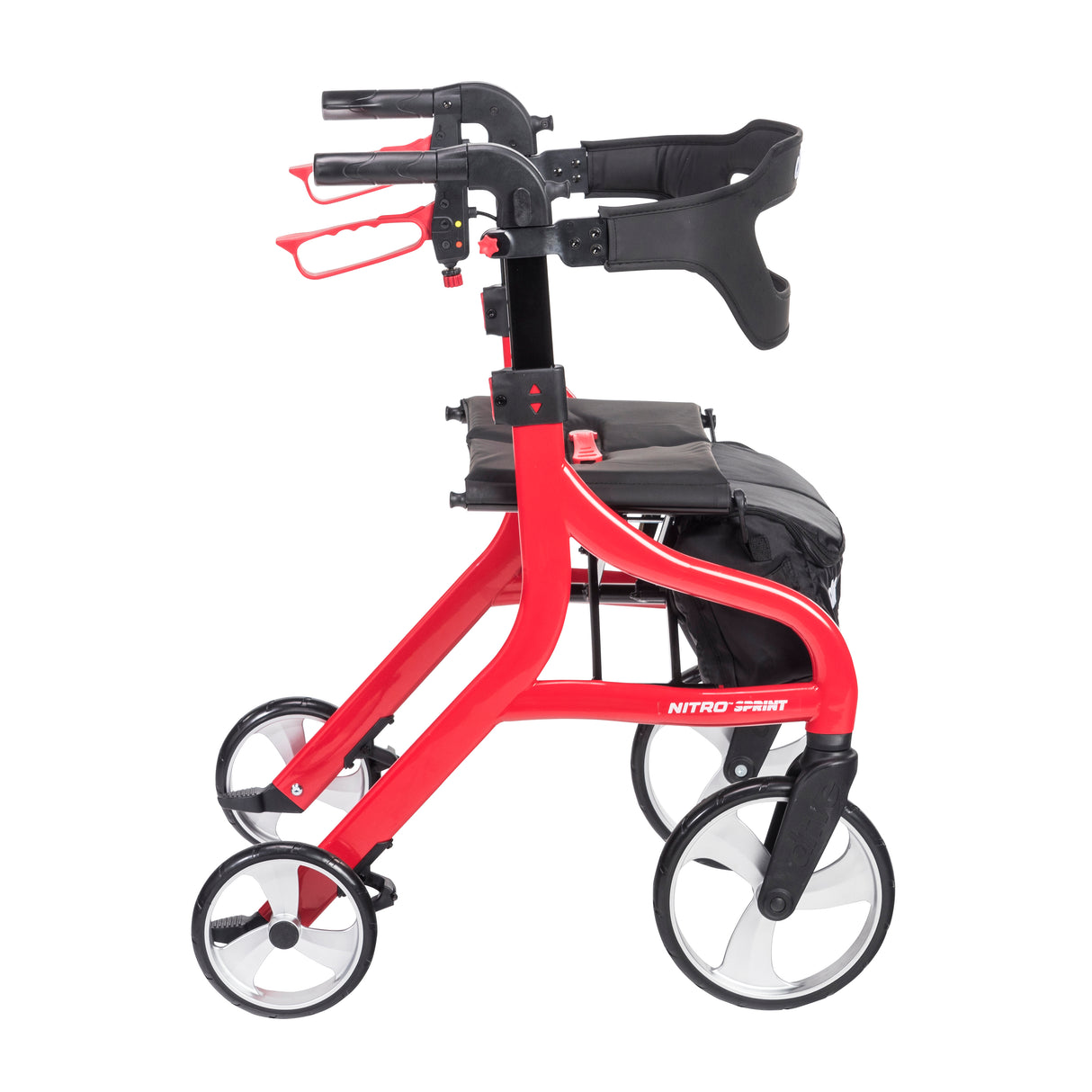 Nitro Sprint Rollator Rolling Walker, Red