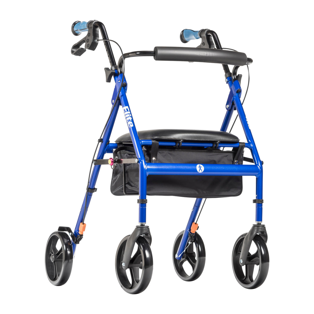 Elite Rollator Rolling Walker with Seat, Backrest and Saddle Bag