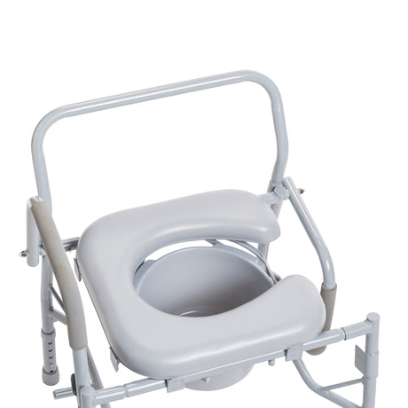 Commode de chevet à accoudoirs tombants en acier avec siège et accoudoirs rembourrés