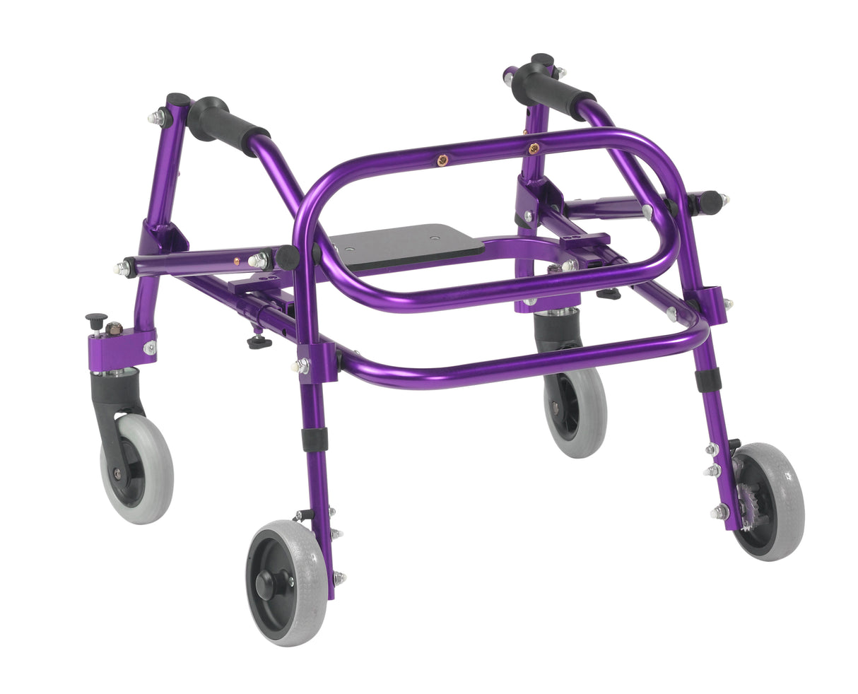 Andador posterior ligero Nimbo 2G con asiento, tamaño extra pequeño, color morado mago