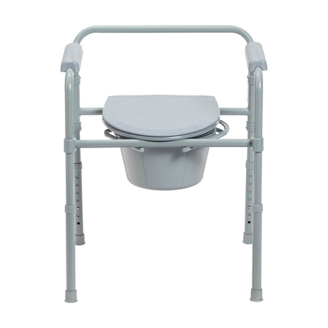 Commode de chevet pliante en acier avec siège profond, gris