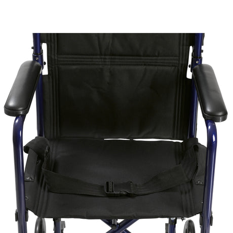 Fauteuil roulant de transport léger, siège de 17 pouces, bleu