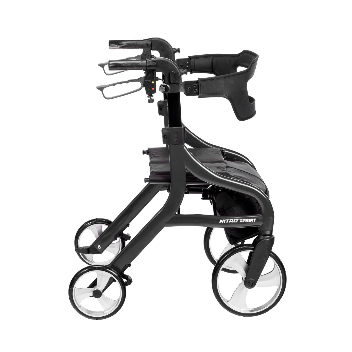 Andador con ruedas Nitro Sprint Rollator, altura Hemi, color negro