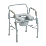 Cómoda de noche con brazos abatibles de acero, asiento y brazos acolchados