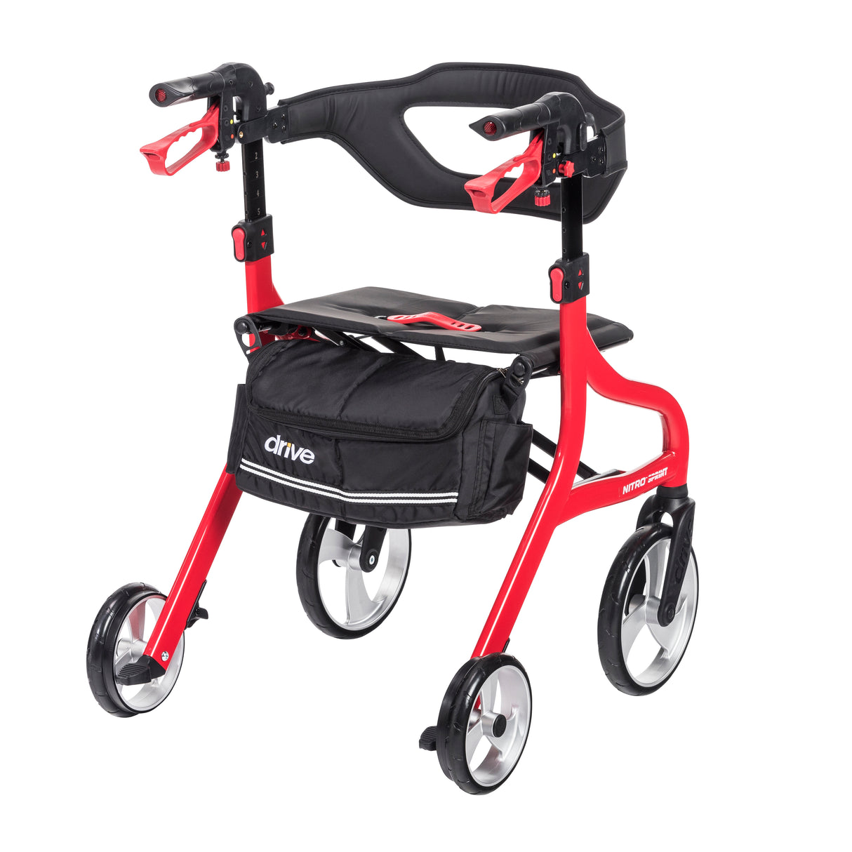 Nitro Sprint Rollator Rolling Walker, Red